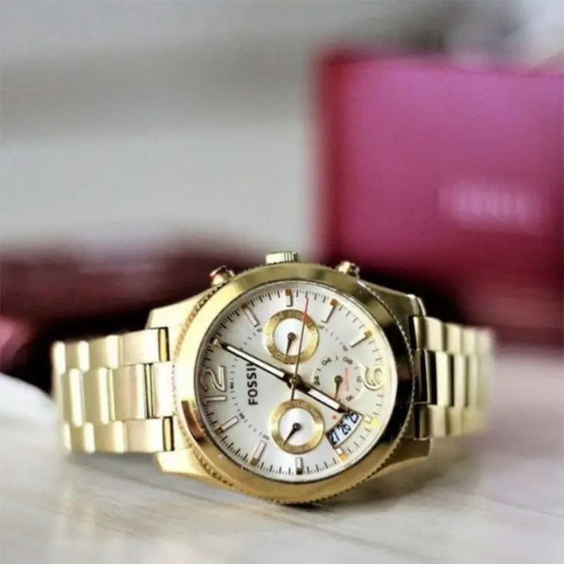 Fossil Perfect Boyfriend Gold Dial Ladies Watch- ES3884